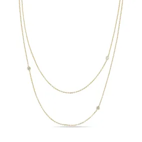 14k 3 Floating Diamond Cable Chain Layered Necklace