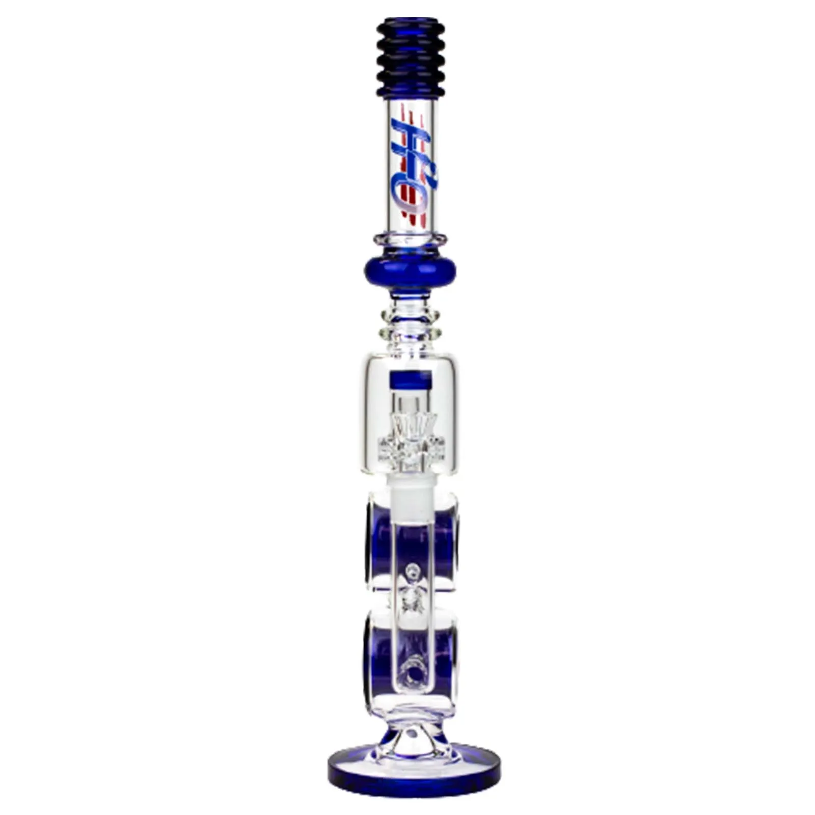 17" H2O Double Ring Glass Water Bong