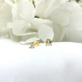 18k/925 Vermeil CZ Lotus Stud Earrings