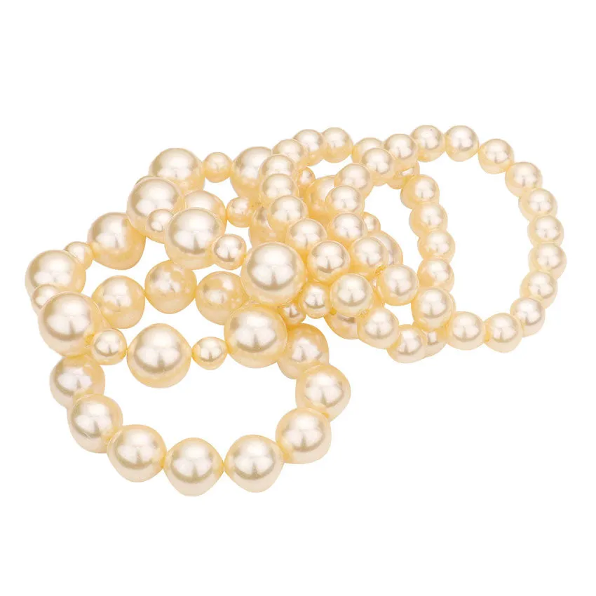 5PCS Pearl Strand Stretch Bracelets