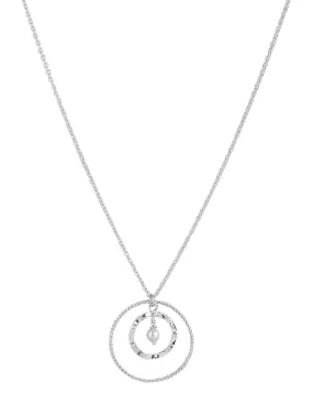 925 Sterling Silver Geometric & Pearl Pendant & Chain With Rhodium Plating