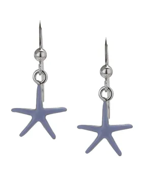 925 Sterling Silver Rhodium Plated And Enamel Star Drop Earring For Women