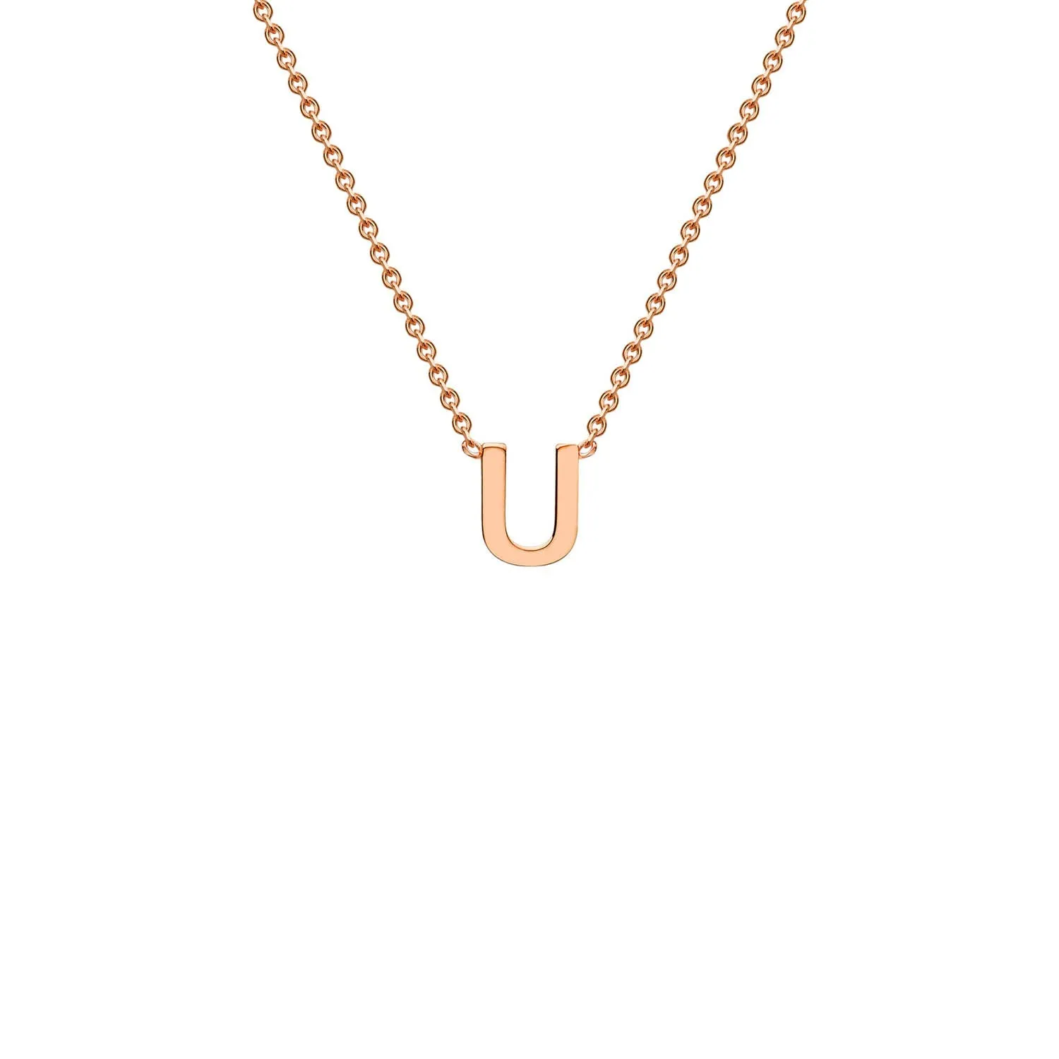 9K Rose Gold 'U' Initial Adjustable Letter Necklace 38/43cm