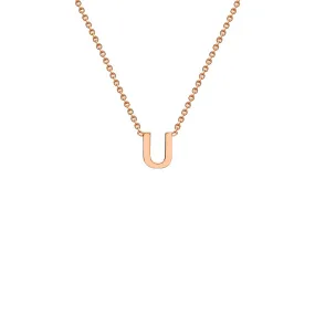 9K Rose Gold 'U' Initial Adjustable Letter Necklace 38/43cm