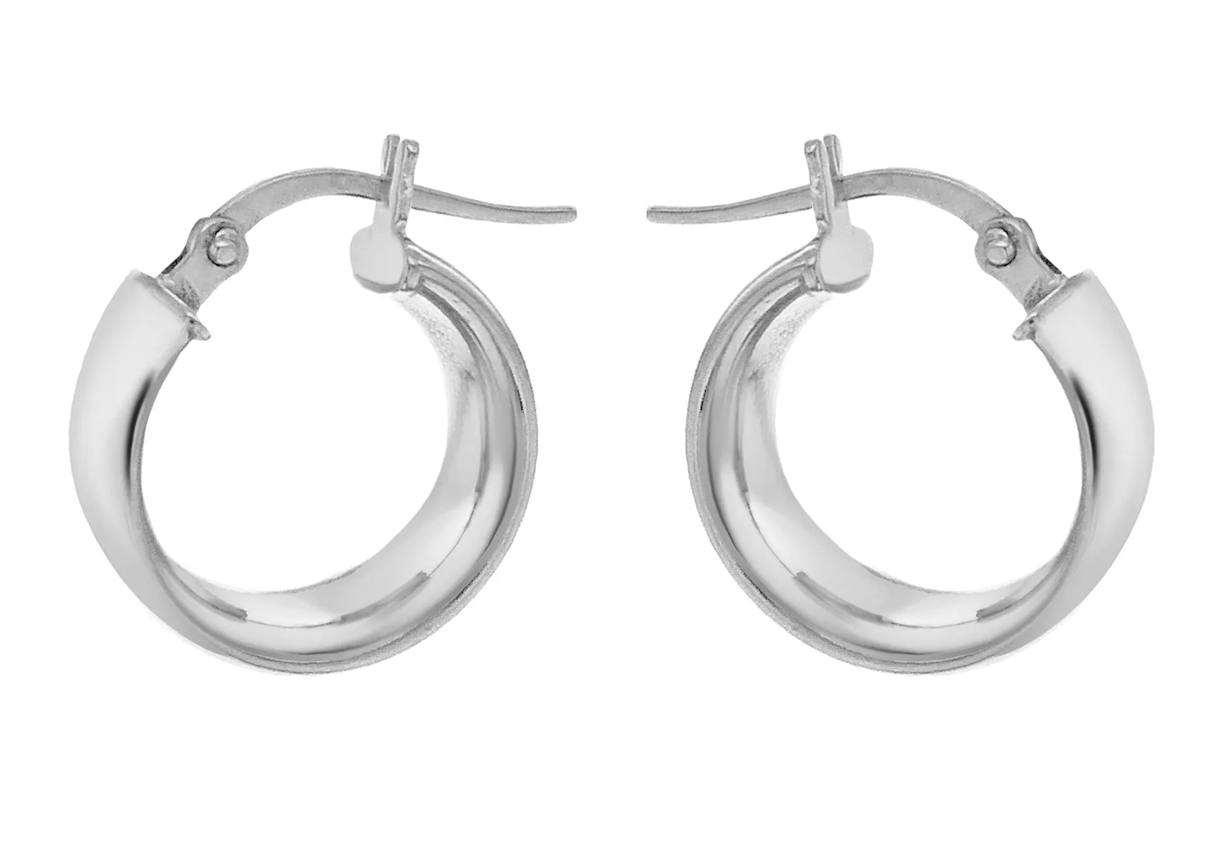 9K White Gold 6mm Band 14mm Creole Earrings