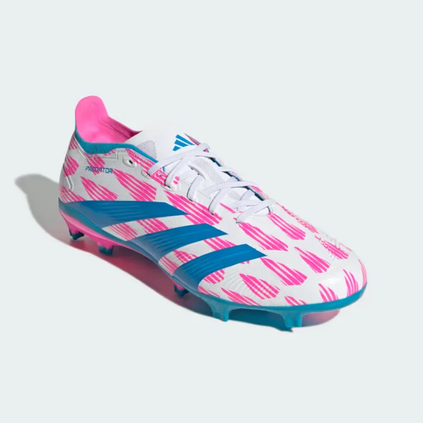 Adidas Predator League Firm Ground Men's Football Shoes -Cloud White/Solar Blue/Solar Pink