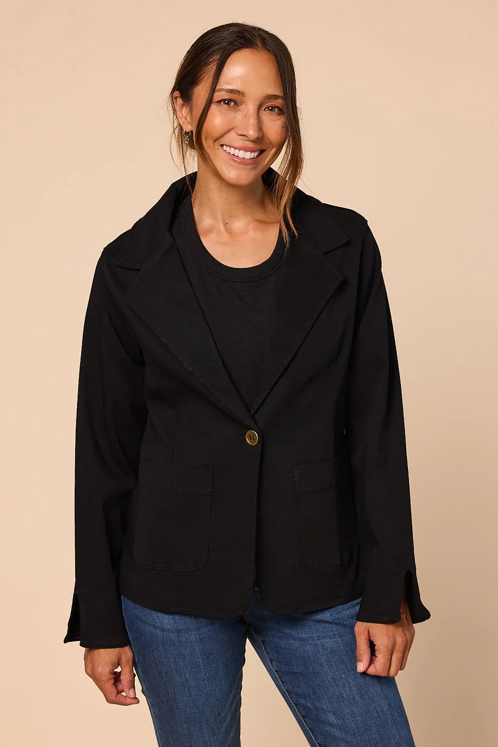 Adrift Ponte Blazer in Black