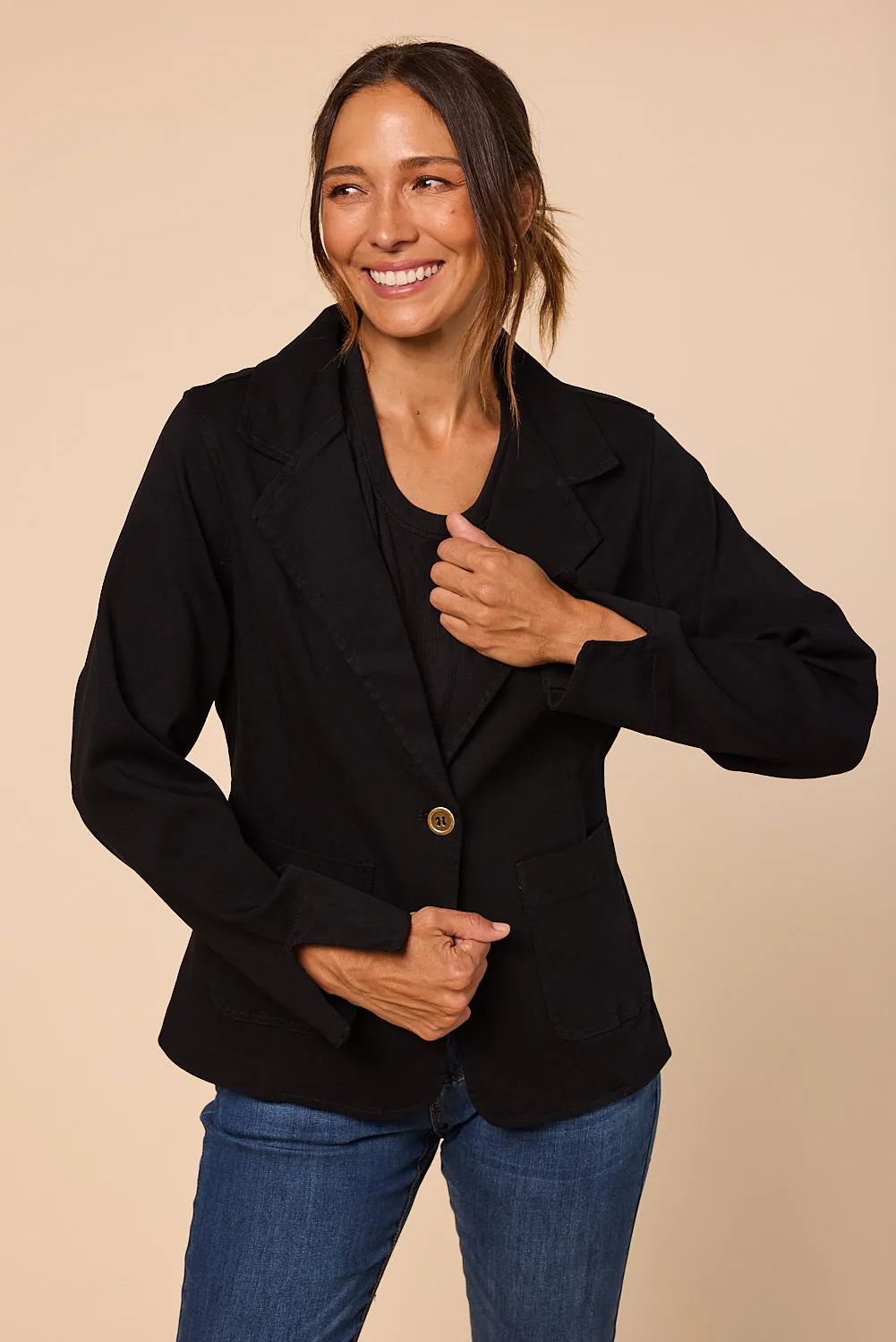 Adrift Ponte Blazer in Black