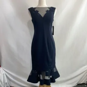 Aidan Mattox NWT Navy Sheer Top Lace Midi Dress