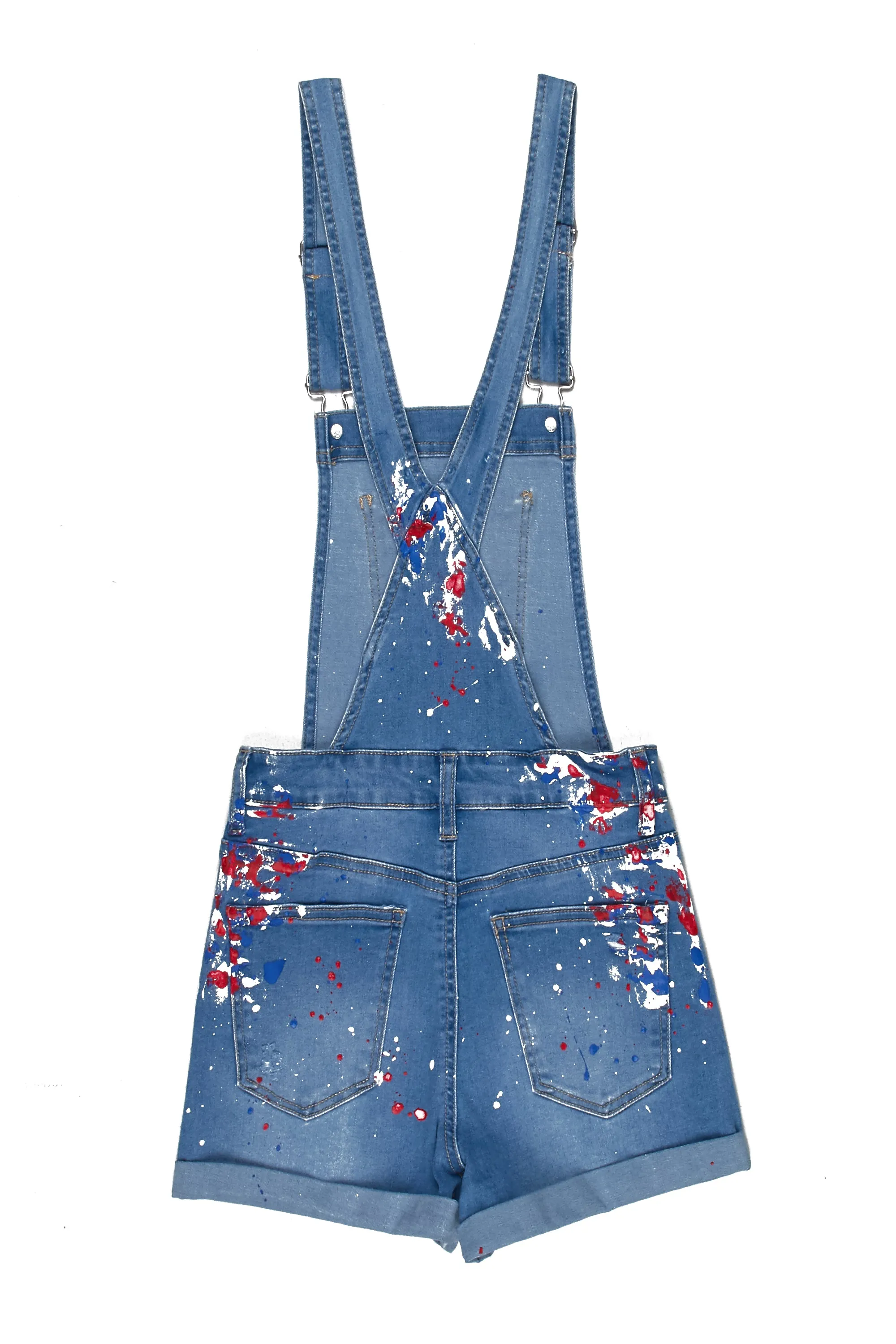 Averi Short Overall-Light Wash