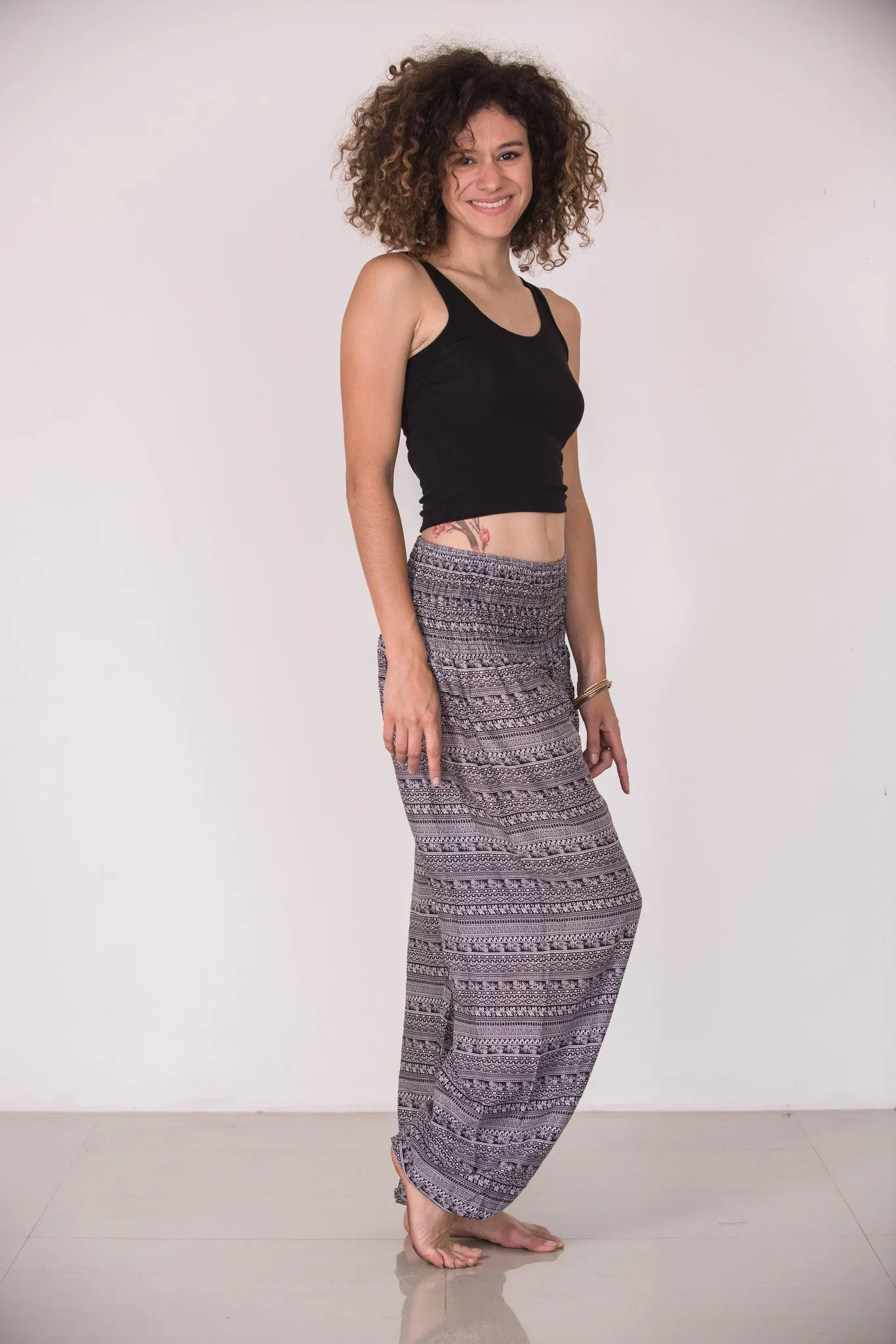 Aztec Stripes Women's Harem Pants in Gray