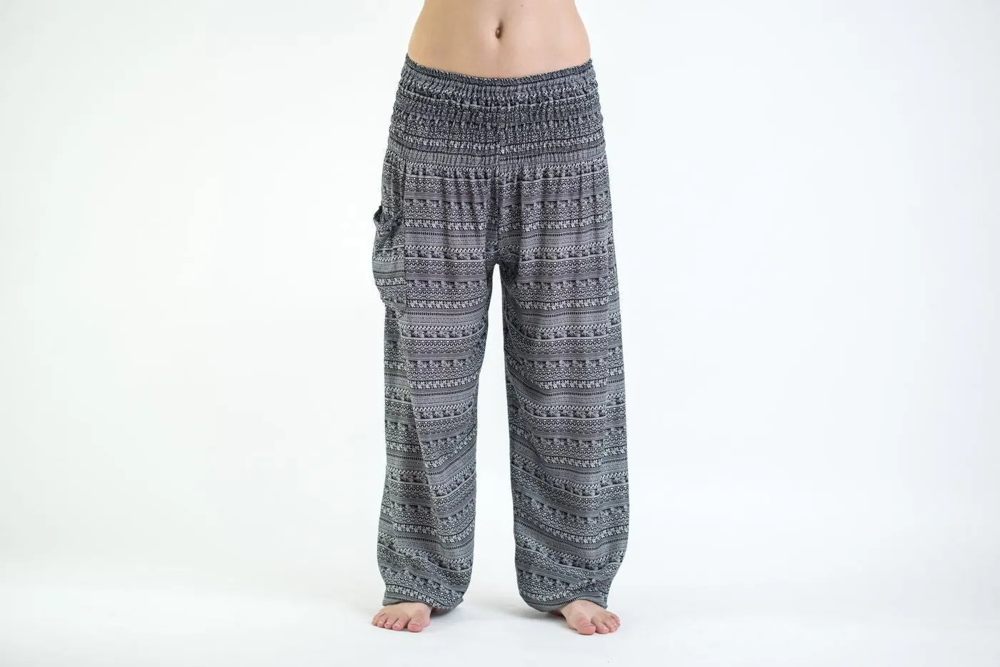 Aztec Stripes Women's Harem Pants in Gray