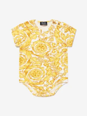 Baby Barocco Print Bodysuit in Gold