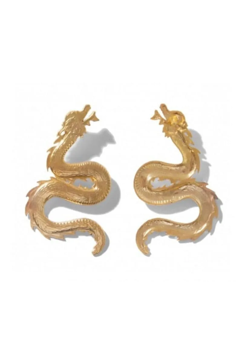 BIG DRAGON GOLD-PLATED EARRINGS