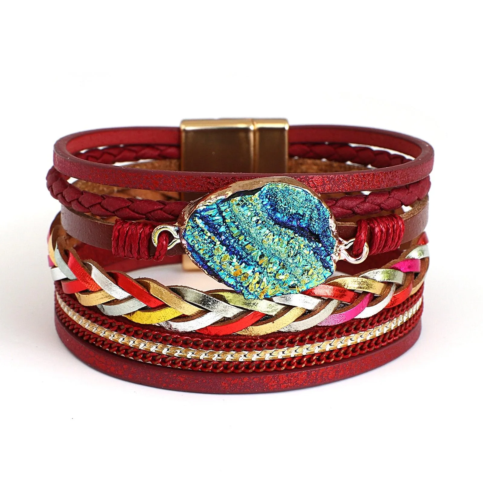 'Birralee' Charm Cuff Bracelet - red