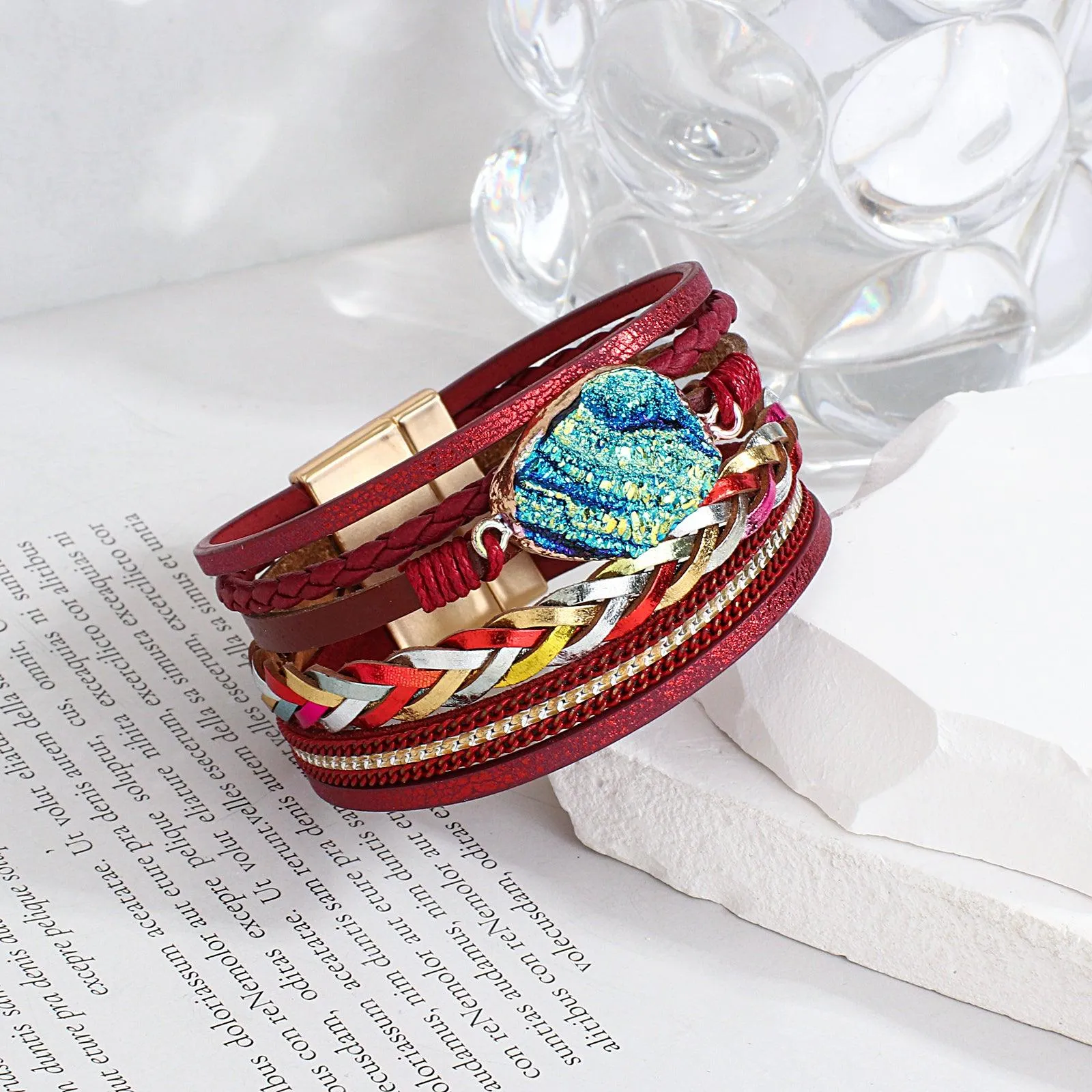 'Birralee' Charm Cuff Bracelet - red