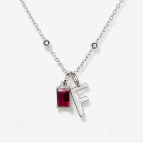 Birthstone Capital Initial Sphere Silver Necklace