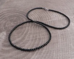 Black Agate 4mm Bead Necklace 24"