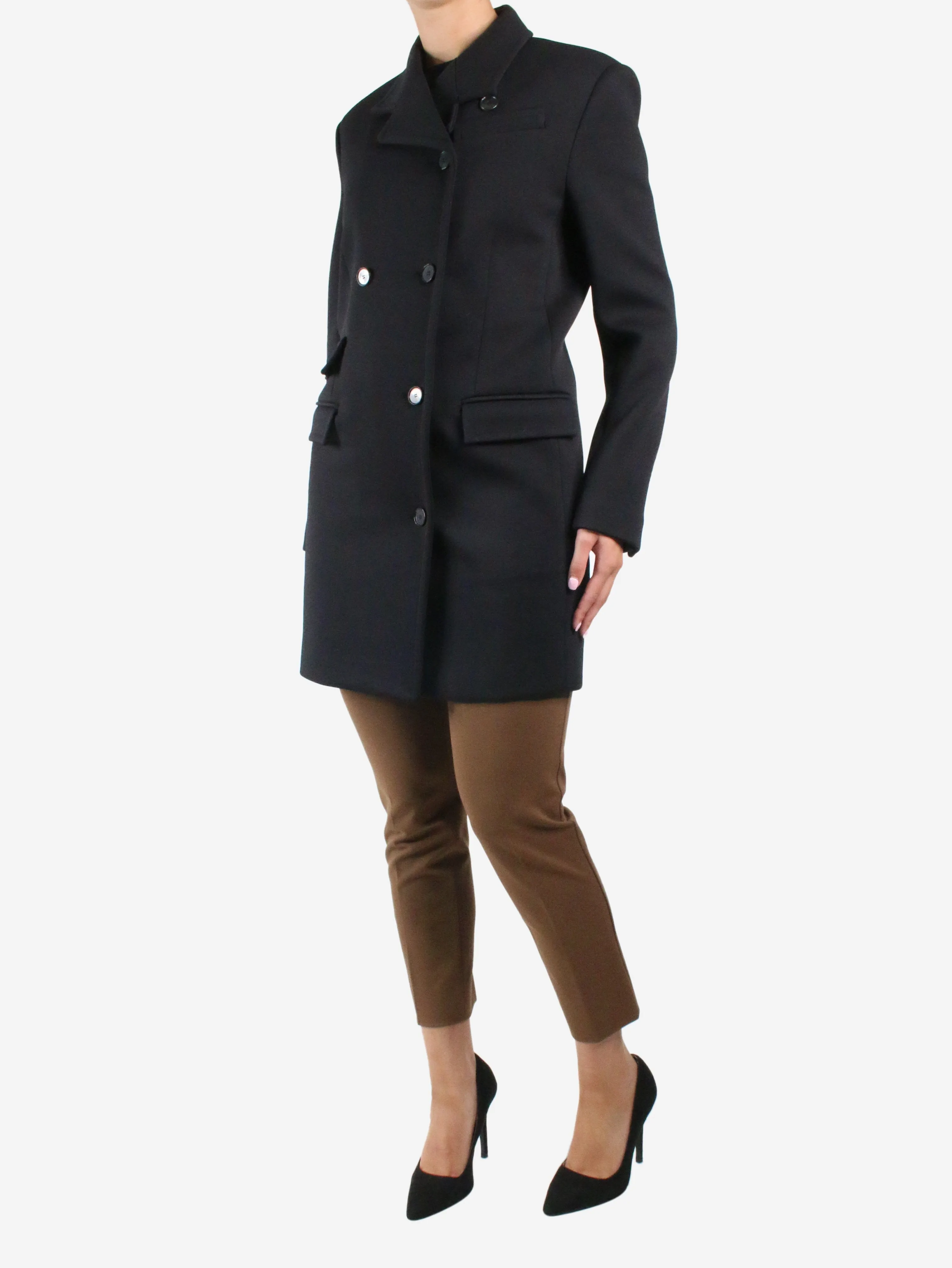 Black double-breasted coat - size S