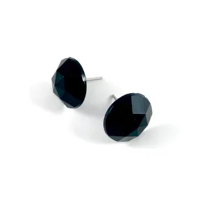 Black Faceted Vintage Lucite Stud Earrings