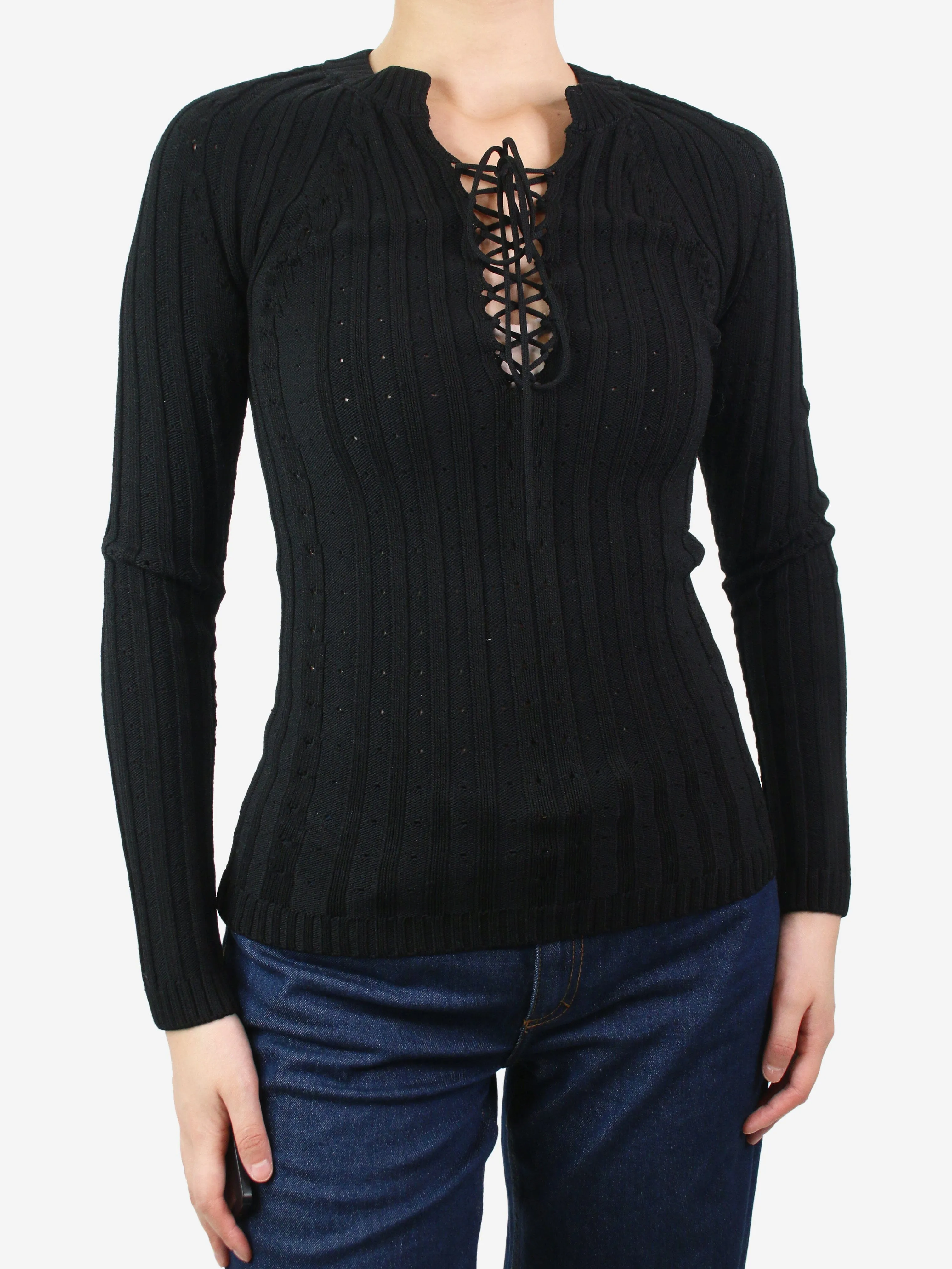 Black ribbed knit top - size S