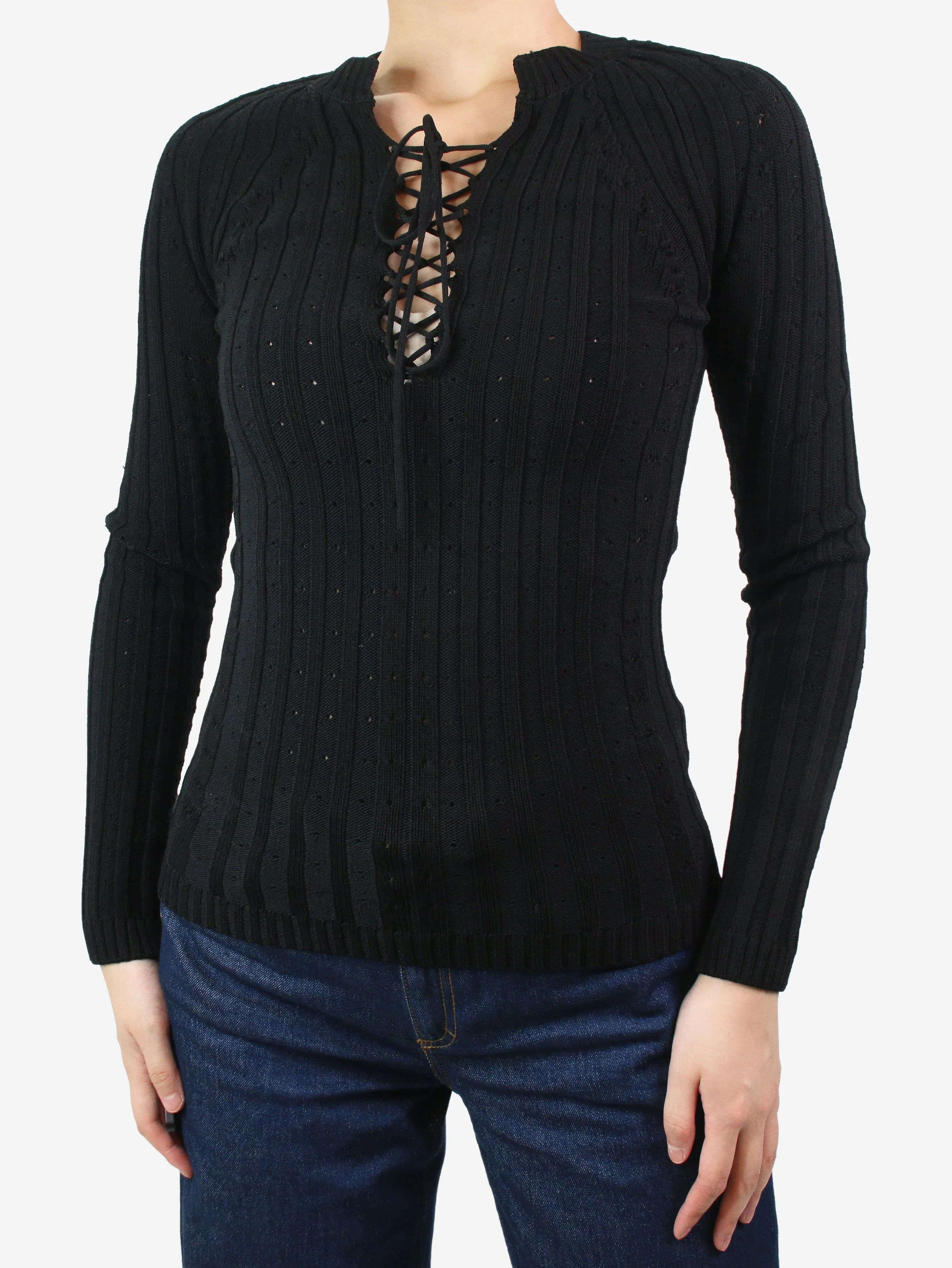 Black ribbed knit top - size S