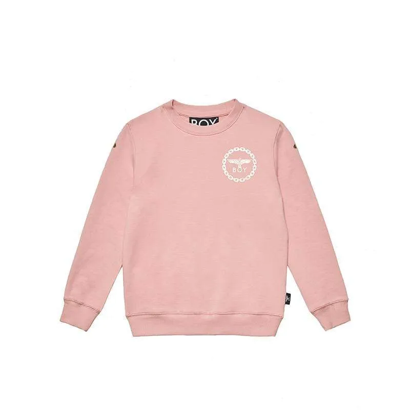 BOY EAGLE BACKPRINT KIDS SWEATSHIRT - PINK/GOLD