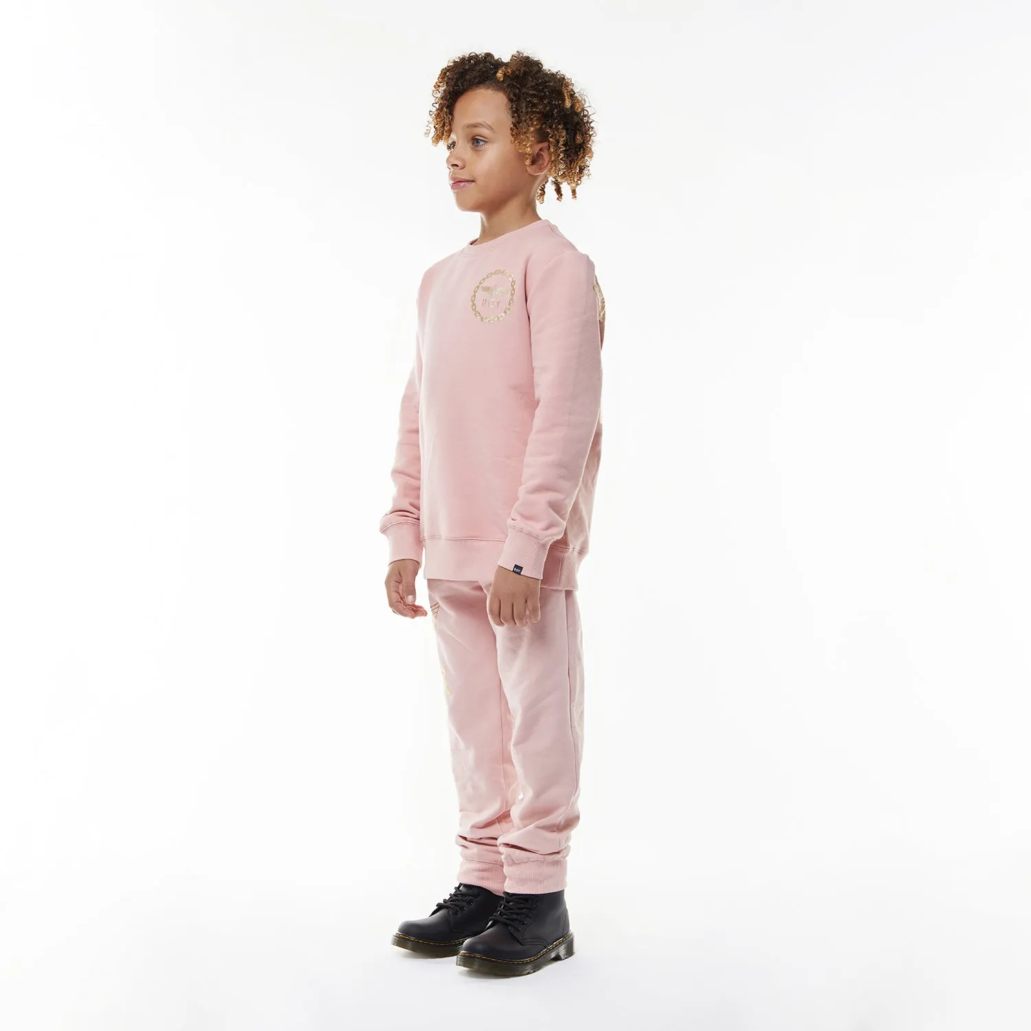 BOY EAGLE BACKPRINT KIDS SWEATSHIRT - PINK/GOLD