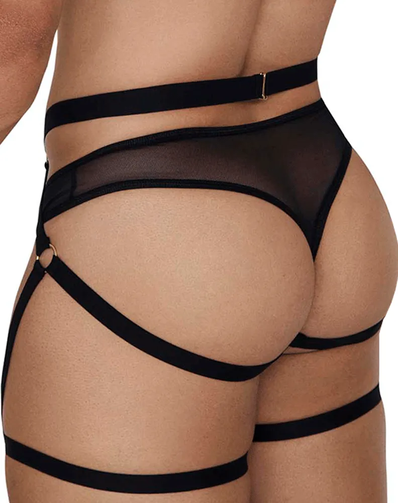 Candyman 99674 Garter Thongs Two Piece Set Black