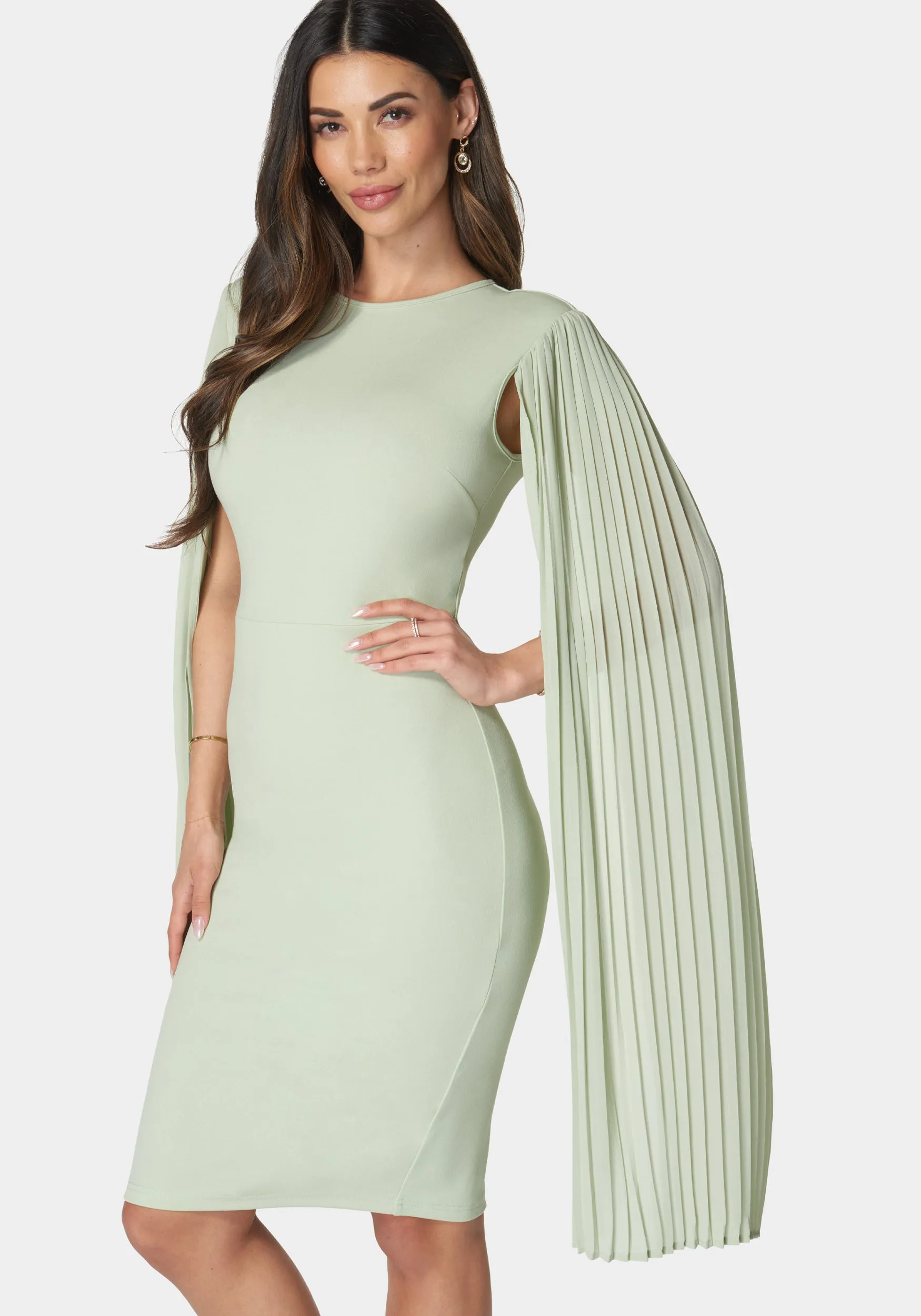 Cape Sleeve Midi Dress