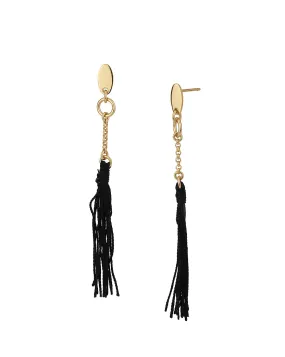 Carlton London Gold Plated Black Tasselled Contemporary Drop Earring For Women