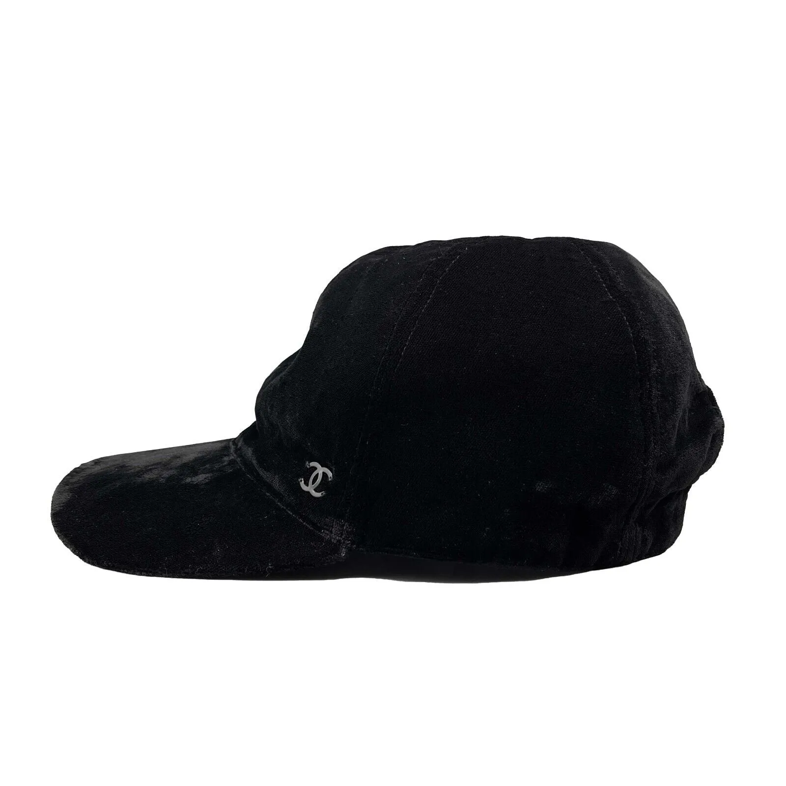 CHANEL - Interlocking CC Black Velour Baseball Hat - M