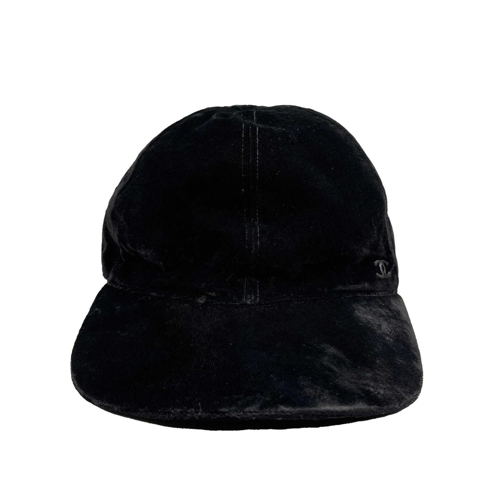 CHANEL - Interlocking CC Black Velour Baseball Hat - M