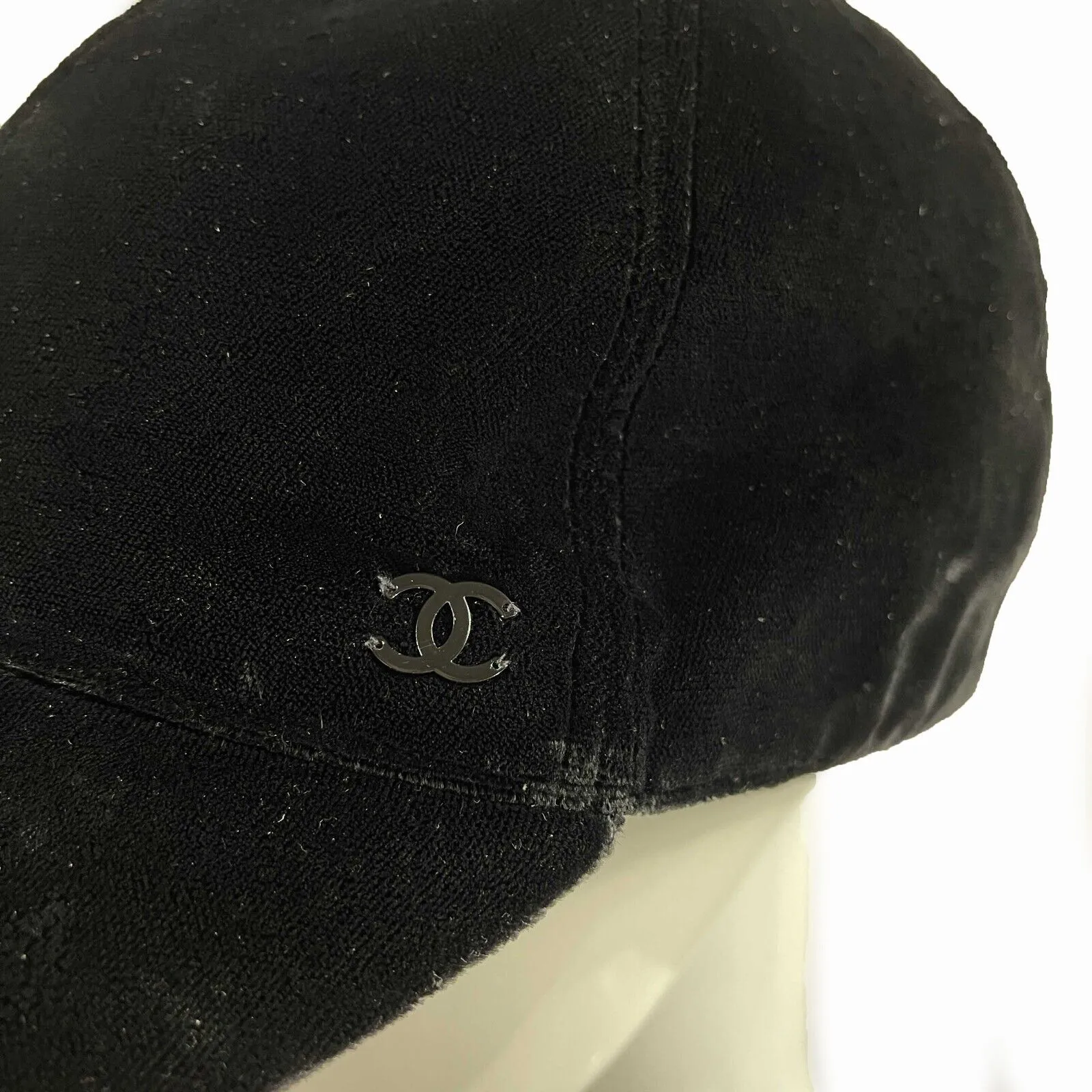 CHANEL - Interlocking CC Black Velour Baseball Hat - M