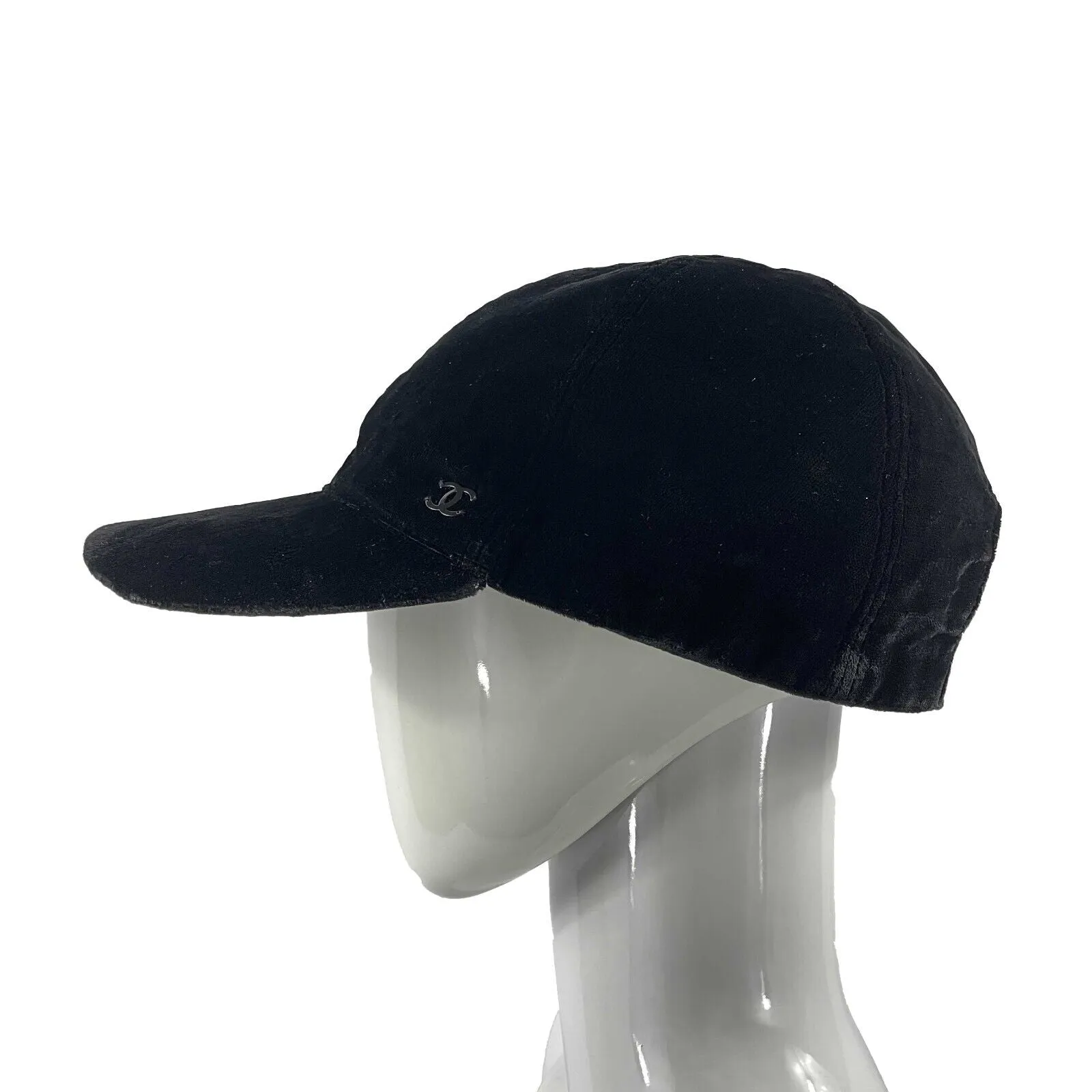 CHANEL - Interlocking CC Black Velour Baseball Hat - M