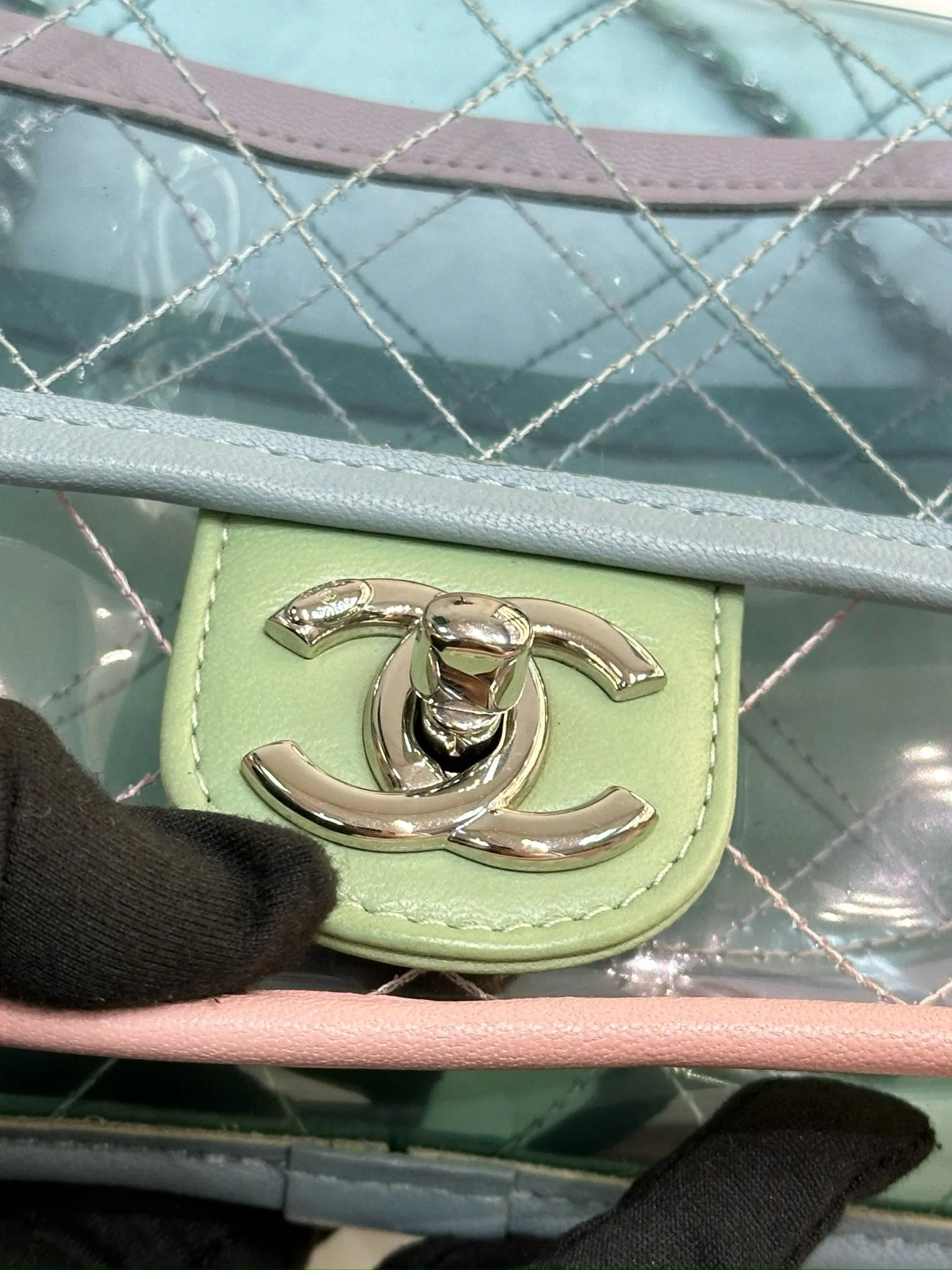 Chanel Mini Coco Splash PVC Flap Bag Blue/Green/Pink SHW