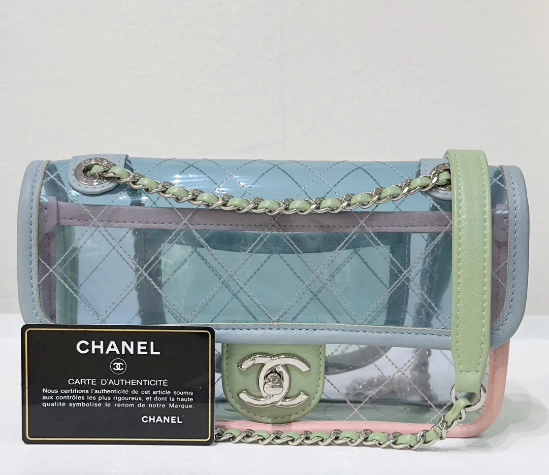 Chanel Mini Coco Splash PVC Flap Bag Blue/Green/Pink SHW