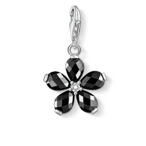 CHARM CLUB STERLING SILVER FLOWER BLACK CZ CHARM