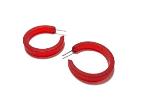 Cherry Red Frosted Small Classic Hoop Earrings