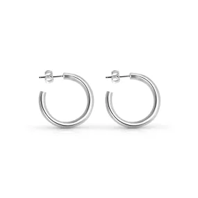 Classic Silver Hoop Earrings, Medium