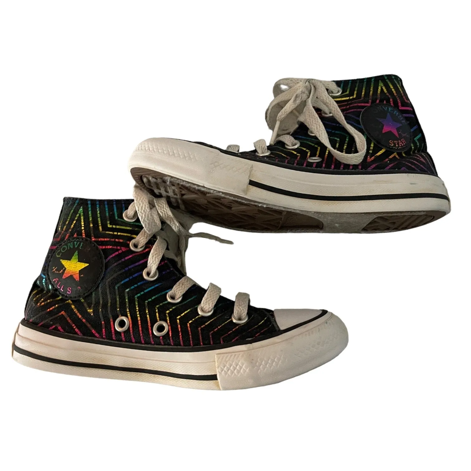 Converse Black Rainbow High Top Sneakers Size 12