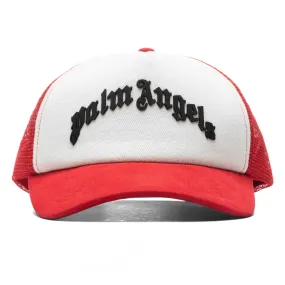 Curved Logo Mesh Cap - Red/Black