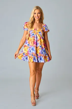 Diego Babydoll Mini Dress - Pansy