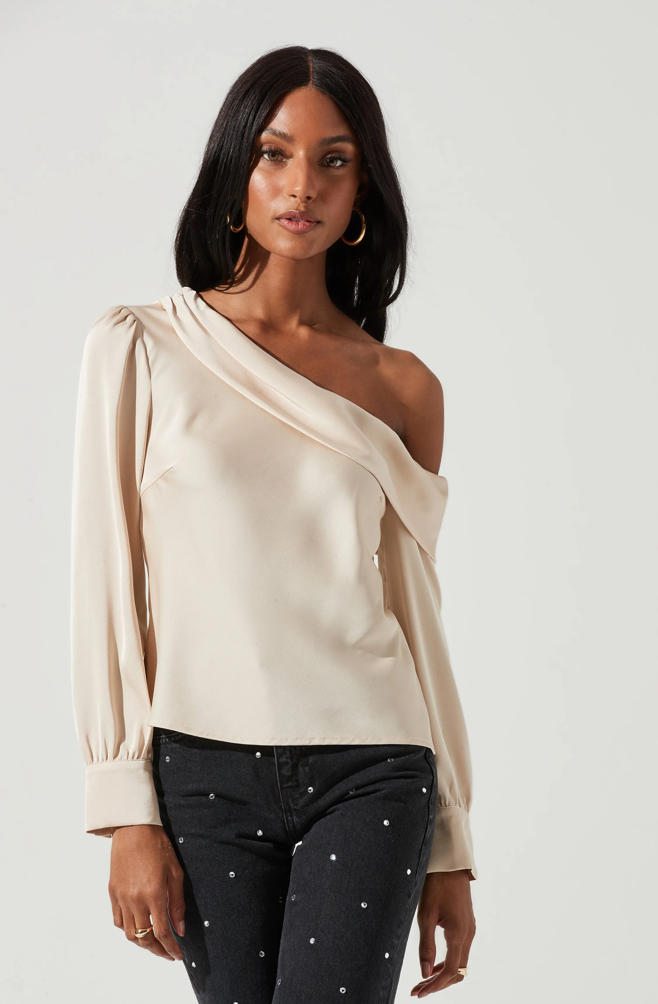 Ellen Draped Off Shoulder Long Sleeve Top