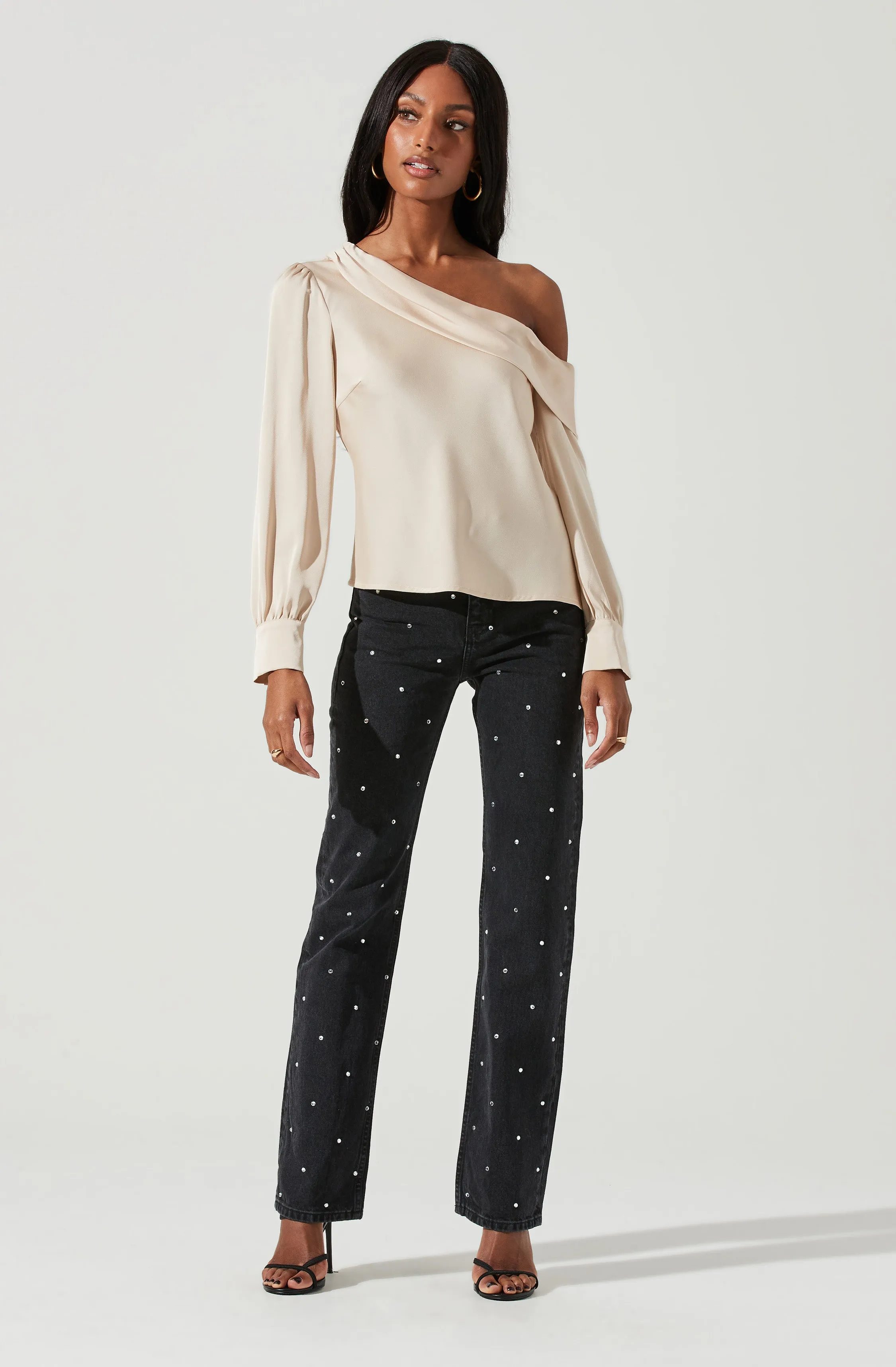 Ellen Draped Off Shoulder Long Sleeve Top