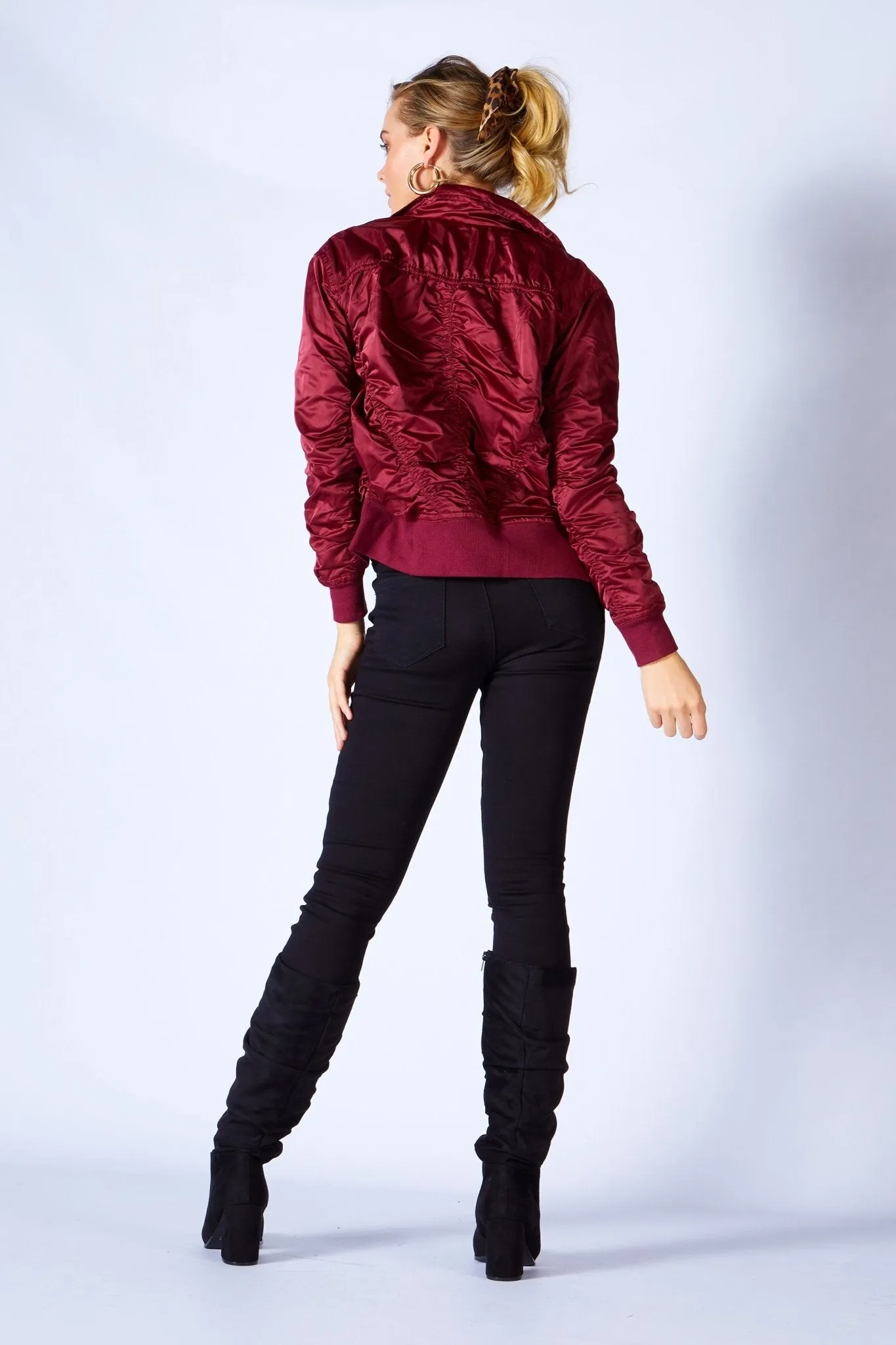 Fate   Becker Weekender Bomber Jacket in Deep Merlot