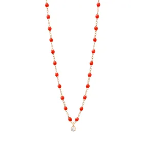 Gigi Supreme Classic 1 Diamond Necklace, Coral, Rose Gold, 16.5"