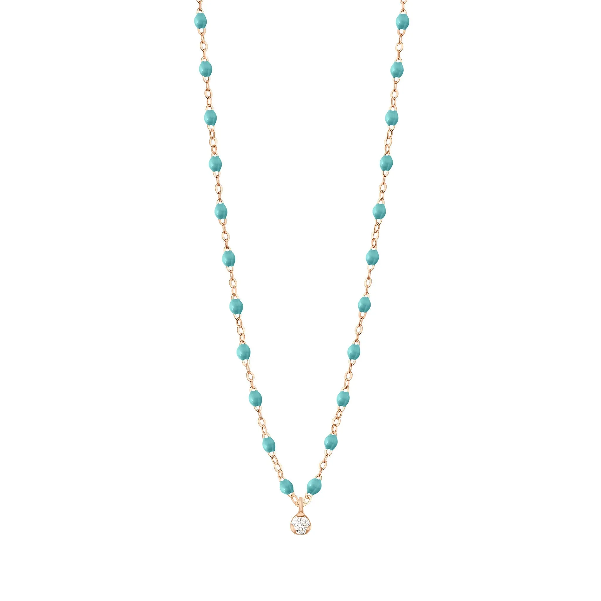 Gigi Supreme Classic 1 Diamond Necklace, Turquoise Green, Rose Gold, 16.5"