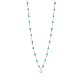 Gigi Supreme Classic 1 Diamond Necklace, Turquoise Green, Rose Gold, 16.5"