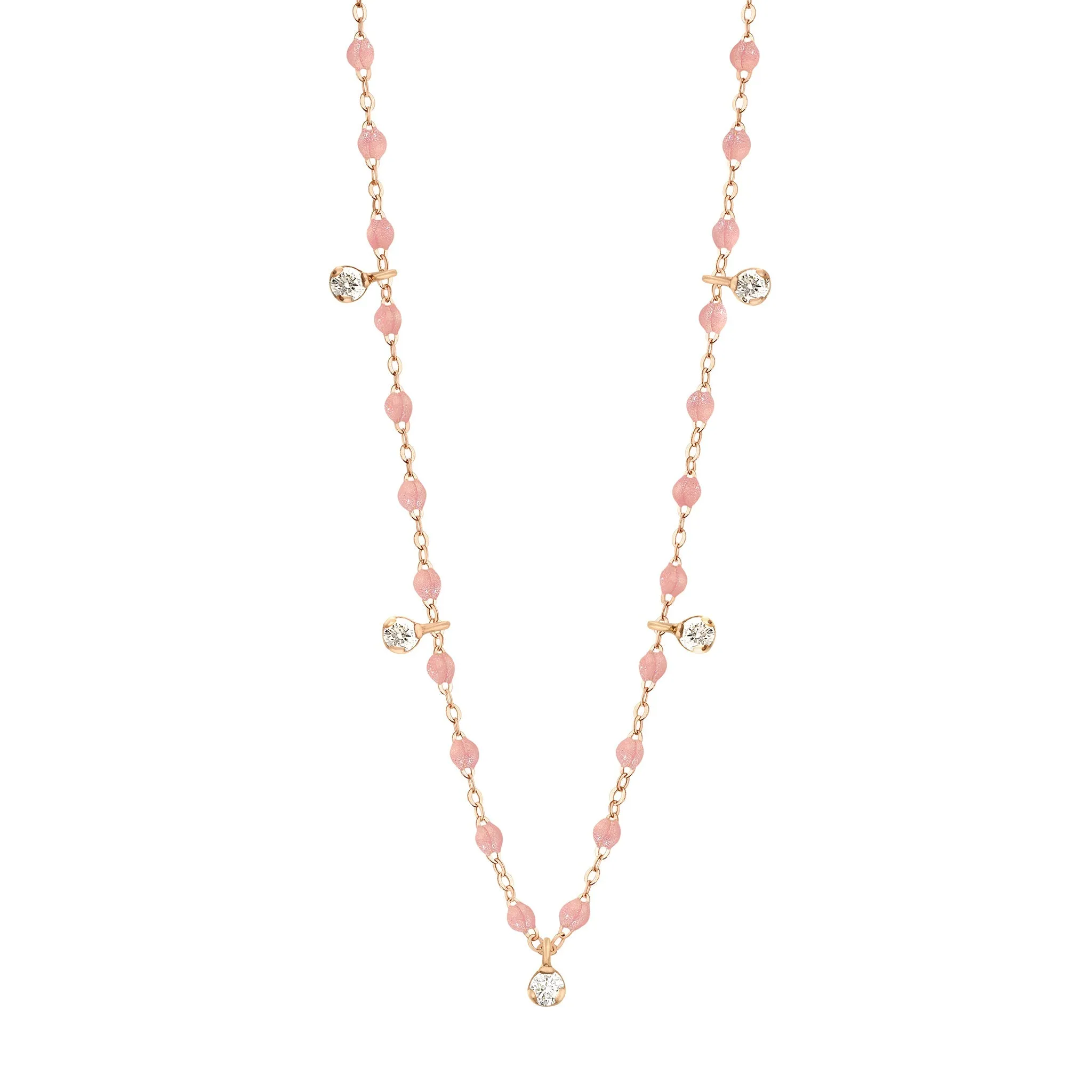 Gigi Supreme Classic 5 Diamond Necklace, Blush, Rose Gold, 17.7"